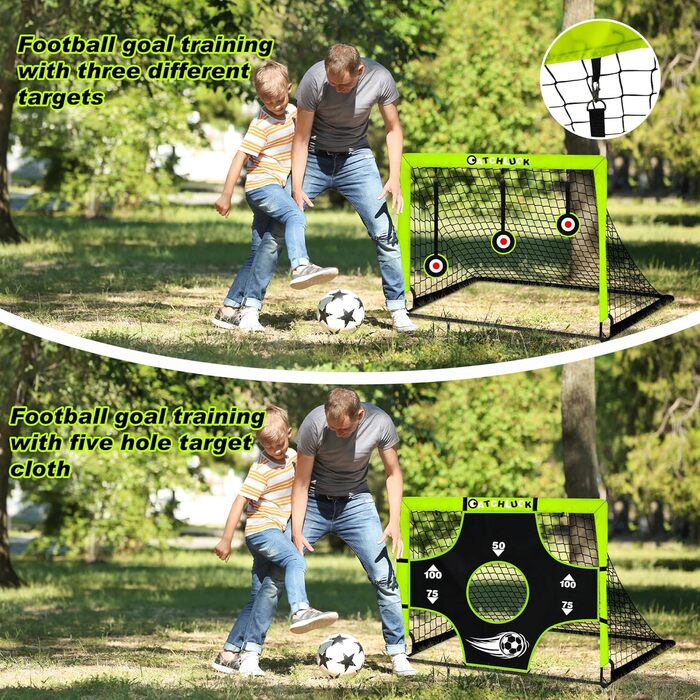 CATCHLUCK футбольні ворота для дітей Pop Up, для саду, з мішенями, 3 цілі, 6 перешкод, сумка для перенесення, для вулиці