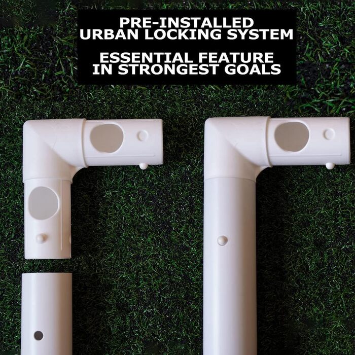 Футбольні ворота Football Flick Ultimate всепогодні, uPVC, з УФ-захистом, товщина стійок 70 мм, інтегрована система фіксації, посилені кути, розміри 6x4, 8x4, 8x6, 12x6
