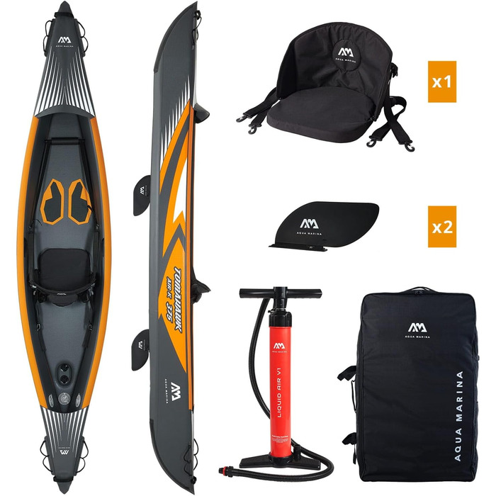 Надувний каяк Aqua Marina Tomahawk K-375 для 1 особи, 375x72x25,5 см, технологія Drop Stitch
