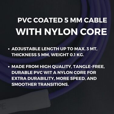 Скакалка Elevate Speed Rope MAX, професійна, з міцного ПВХ з нейлоновим сердечником, 5 мм, довжина до 3 м, посилені ручки