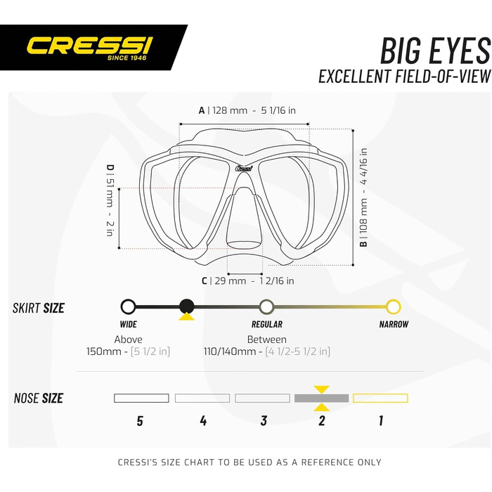 Маска Cressi Big Eyes - загартовані лінзи, унісекс, прозора/чорна