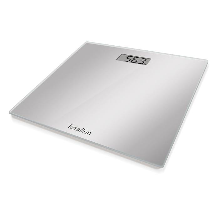 Ваги підлогові TERRAILLON TSQUARE Silver, компактні, ультратонкі 26x26 см, великий LCD-дисплей, до 180 кг, точність 100 г, сріблясті