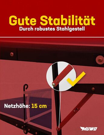Закритий складаний міні-стіл для настільного тенісу MUWO, міцна сталева рама. Компактний, з ручкою для перенесення. 137 76 см, в т.ч. сітка, дві ракетки та м'яч для настільного тенісу чорний