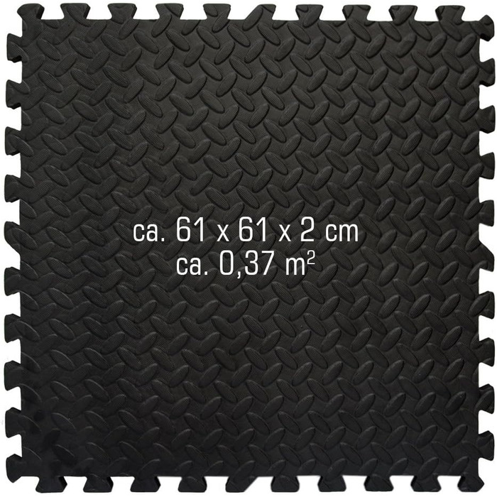 Професійний комплект фітнес-матів eyepower 4,8 м², товщина 2 см, 12 шт 63x63 см – захисний килимок для підлоги під тренажери, гантелі, бігову доріжку, велотренажер, орбітрек, гребний тренажер
