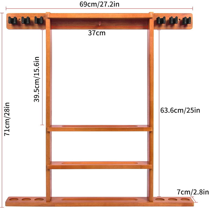 Тримач для більярдних палиць, кутова стійка для більярду з 4-точковими лічильниками, вміщує 8 паличок для більярду та повний набір куль, аксесуари для більярду або клубу. Настінне кріплення (2)