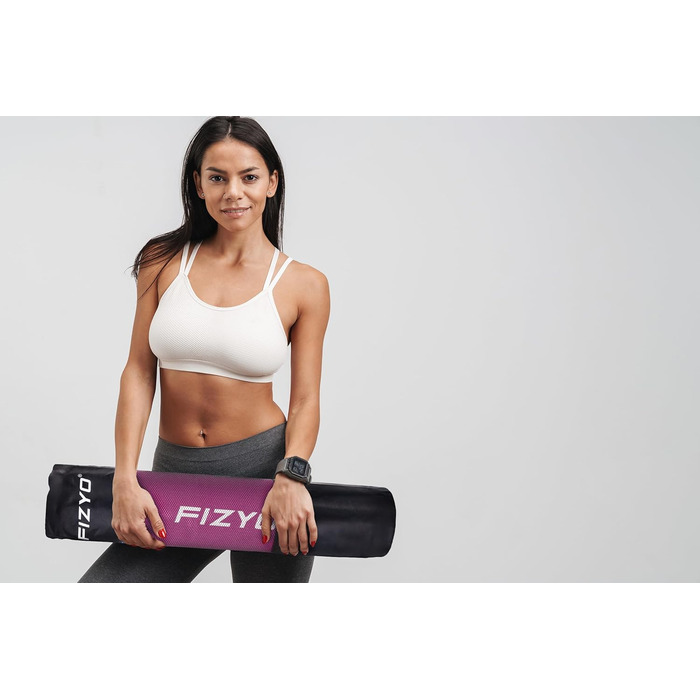 Йога-мат Fizyo 183x61 см, рожевий, TPE, нековзкий, з сумкою та ременем, для пілатесу, фітнесу, товщина 0,6 см