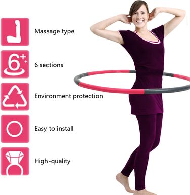 Обруч для схуднення Hula Hoop Adult Hullahub вагою 1,8 кг з дизайном хвилі для вдосконаленого домашнього фітнес-обладнання з 6 предметів і 100 см Hoola Hoop Fitness (1,8 кг сіро-рожевий)