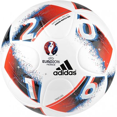 М'яч футбольний adidas Euro 2016 J350 Fracas, білий/синій/червоний/срібний, розмір 5