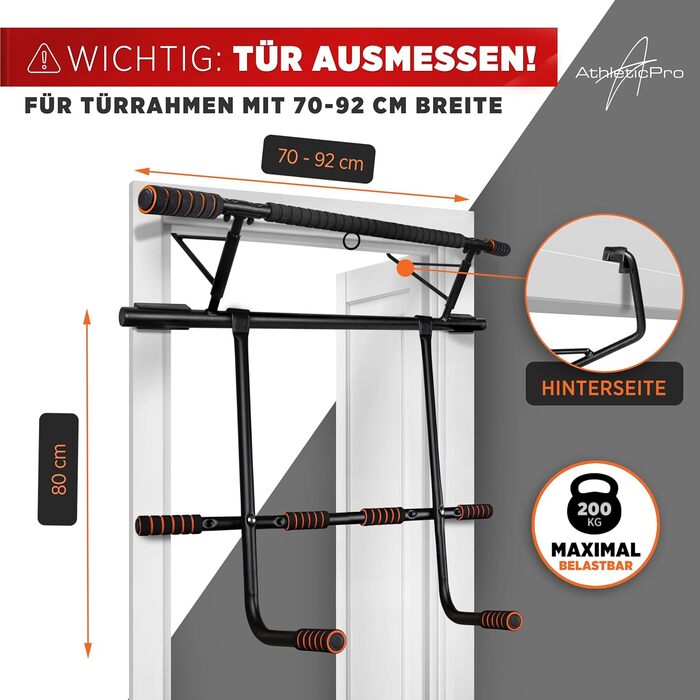 Дверна рама AthleticPro Pull-Up Bar з Dip Station, до 200 кг