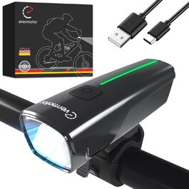 Набір велосипедних LED-ламп evermotor, передня фара StVZO, USB-C заряджання, довга автономність, світло для дітей і дорослих, аксесуари для гірського велосипеда