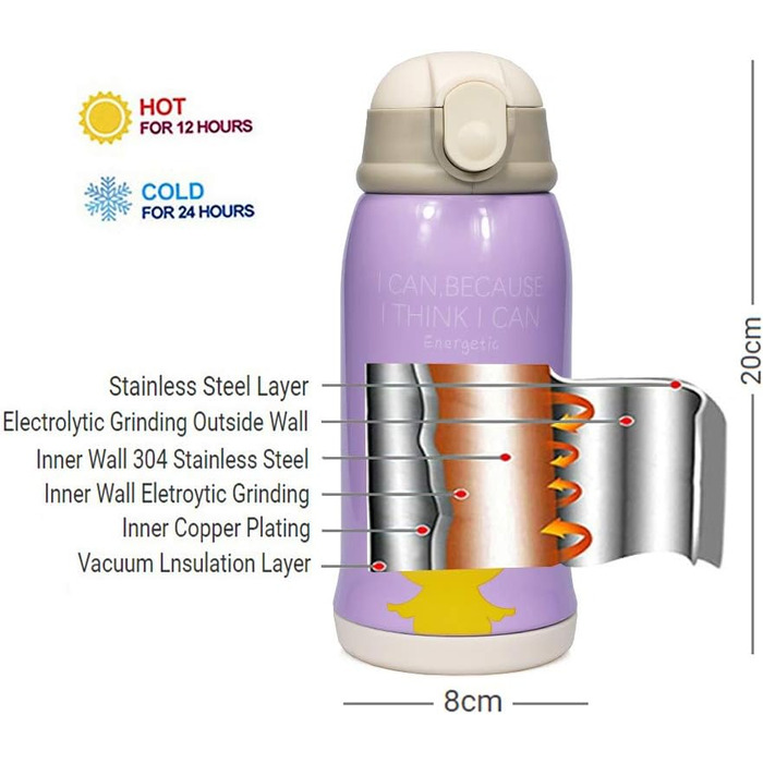 Термос QUNUIRE Пляшка для дітей Пляшка для гарячої та холодної води Пляшка для води з нержавіючої сталі Вакуумна вакуумна пляшка з сумкою через плече Солом'яна чашка Дитяча термос Пляшка Дитячий термос (курка)