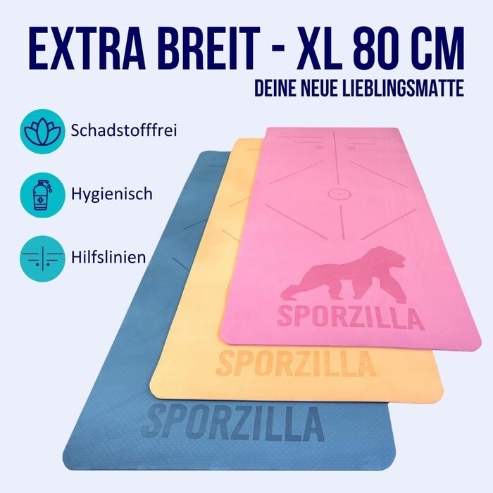 Килимок для фітнесу Sporzilla Premium XL, 80см, 8мм, не ковзає