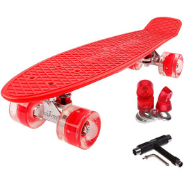 Скейтборд FunTomia 57 см Mini Cruiser LED колеса ABEC-9 T-Tool