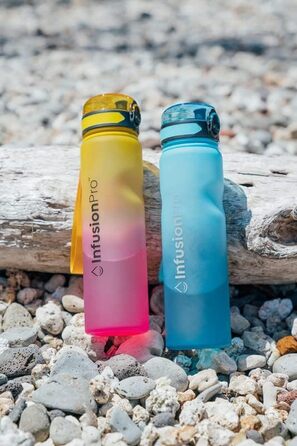 Пляшка для води Infusion Pro з інфузером, 680 мл, з герметичного тритану, з подвійним дном, складаним носиком, неопреновим чохлом і ситечком, сіра