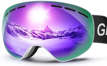 Гірськолижні окуляри GlaRid чоловічі жіночі, OTG Ski Goggles Безкаркасні окуляри для сноуборду для тих, хто носить окуляри, Снігові насадки для дорослих Захист від запотівання 100 UV400 (рожевий)