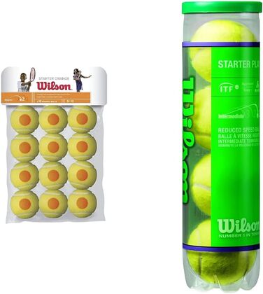 Тенісні м'ячі Wilson Starter Orange Kids, 12 шт. & Play Green Youth, 4 шт."