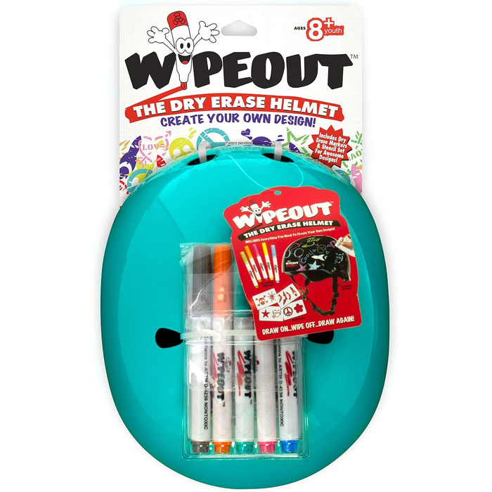 Шолом Wipeout Dry Erase - Велосипед/Скейт/Самокат, Бірюзово-синій, 8+