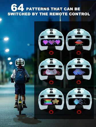 Дитячий велосипедний шолом з LED-підсвіткою та поворотними сигналами, бездротовий контролер, легкий, знімний козирок, регульований, EPS-вкладиш для хлопчиків і дівчаток