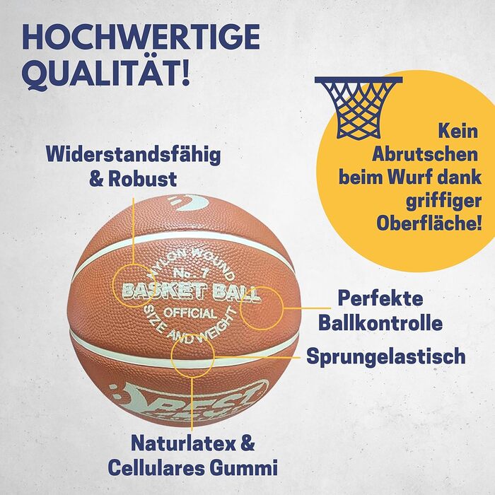 Найкращий спортивний баскетбольний м'яч розмір 7 i Високоякісний баскетбол на відкритому повітрі I Міцний баскетбольний м'яч для дітей та дорослих I Баскетбольний м'яч з офіційними баскетбольними аксесуарами для ваги та розміру I