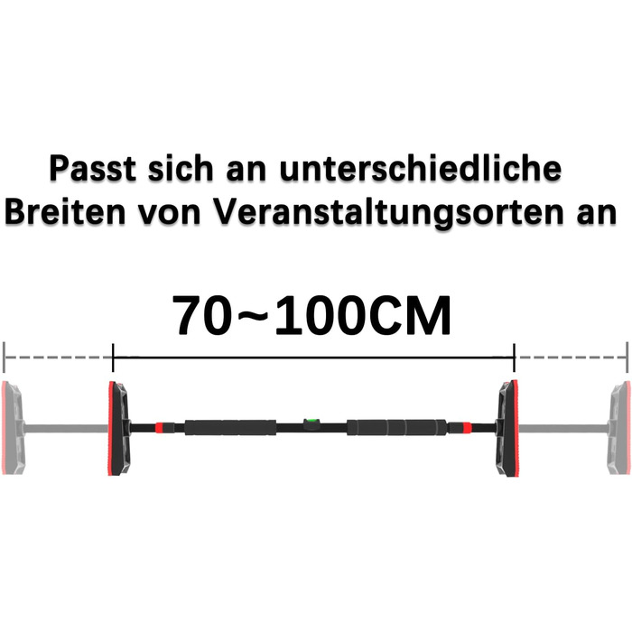 Дверна рама Kapler Pull-up Bar, регульована турніка, вантажопідйомність 300 кг, включаючи вирівнюючий інструмент і губку з високим вмістом піни (чорний і стрижень 100 см)