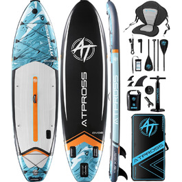 Надувна SUP-дошка ATPROSS 350x89x15 см, витримує до 200 кг, широка, для дорослих, з набором аксесуарів і рюкзаком, стійка, нековзка, для йоги, риболовлі та серфінгу