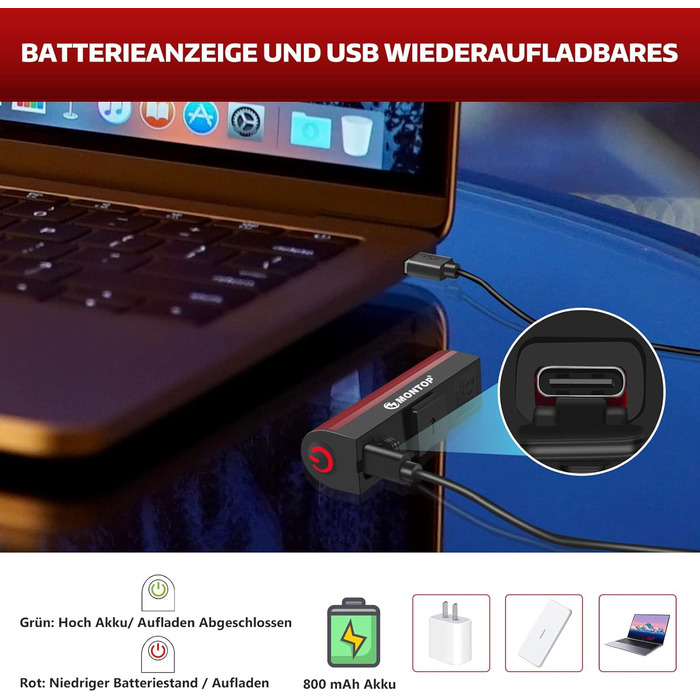 Світлодіодний набір велосипедних фар StVZO з USB-акумулятором, переднє і заднє світло, велосипедне освітлення для дітей та дорослих