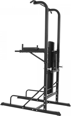 Силова станція GORILLA SPORTS Power Tower, складана лава, турнік, бруси, до 150 кг, чорна, багатофункціональний тренажер для дому