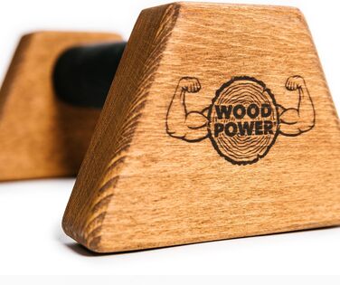 Дерев'яні паралетки WOODPOWER PowerBars, зручні для суглобів ручки для віджимання, нековзні стійки на руках, для приміщень та вулиці, гімнастика та йога коричневий