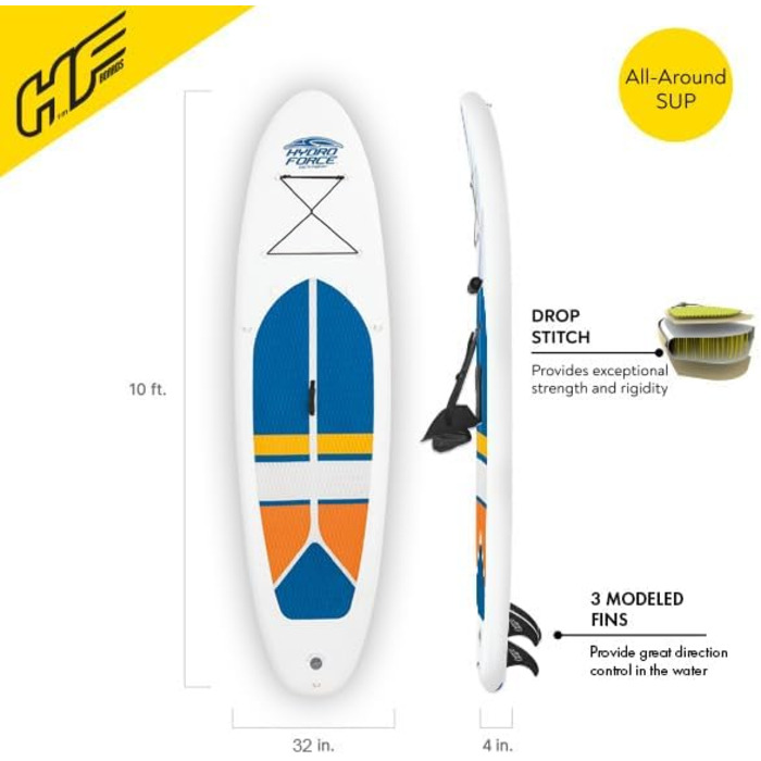 Дошка для веслування Bestway Hydro-Force SUP White Cap 305x84x12 см, надувна SUP дошка з функцією сидіння, SUP трансформер в байдарку