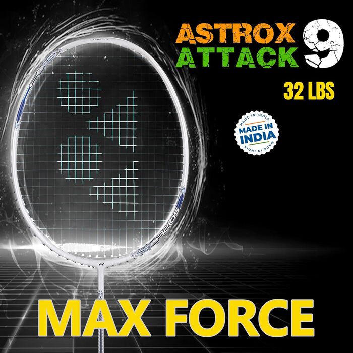 Ракетка Yonex Astrox Attack 9 нанизана перлинно-біла