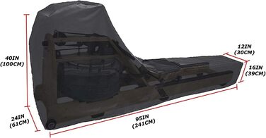 Захисний чохол гребного тренажера, Чохол для гребного тренажера Чохол для гребного тренажера водонепроникний пилонепроникний, стійкий до подряпин, стійкий до ультрафіолетового випромінювання (241 x 61 x 100 см)