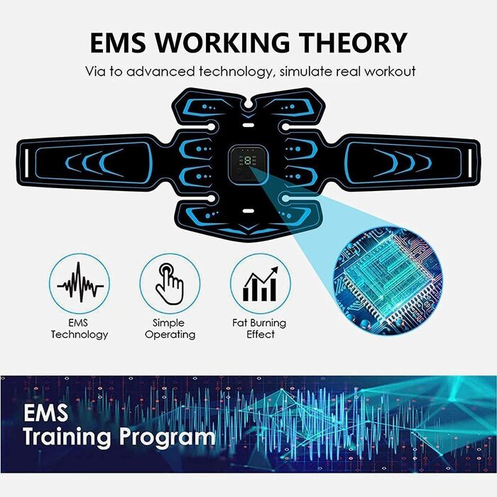 Електростимулятор WARDBES EMS пояс для м'язів живота, фітнес-обладнання