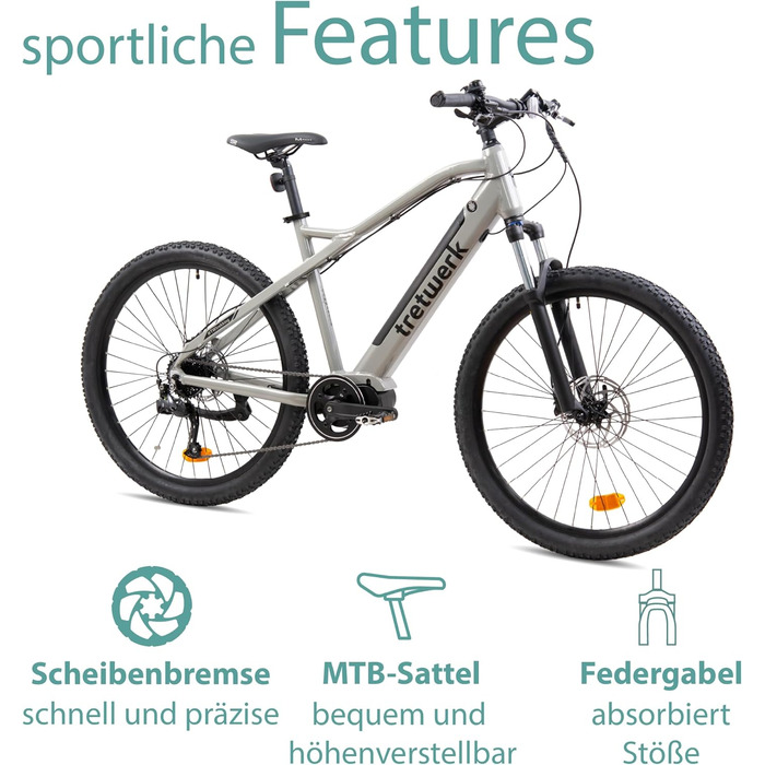 E-MTB Commander 9, задній двигун 250 Вт, ступінчастий Shimano (сірий), 27.5