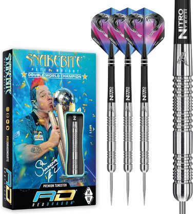 Дротики RED DRAGON Peter Wright Snakebite Euro 11, 20г або 24г, вольфрамові, з оперенням і шафтами
