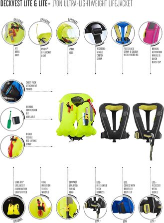 Рятувальний жилет Spinlock DeckVest LITE - Чорний - Легкий - Ультралегкий і низькопрофільний, зручна конструкція