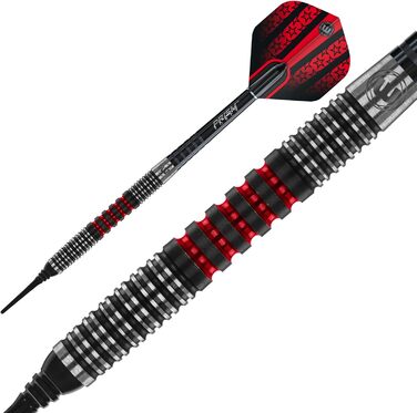 Дартс WINMAU Joe Cullen 18 г вольфрамові з м'яким наконечником, комплект з перами Prism та стержнями