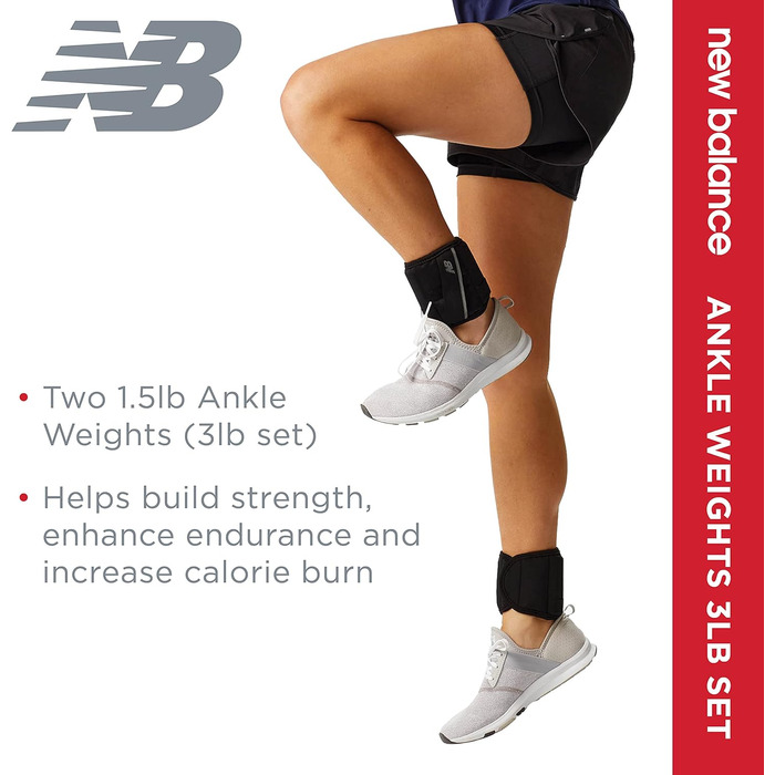 Обважнювачі для щиколоток New Balance для жінок і чоловіків, регульовані, для фітнесу, йоги, пілатесу, бігу, аеробіки, 2,3 кг і 3,6 кг