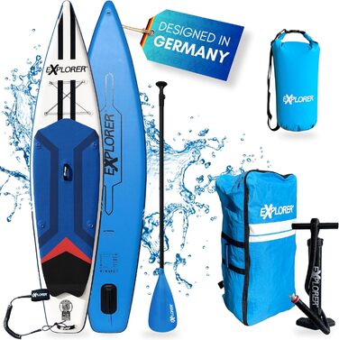 Дошка для веслування EXPLORER SUP Fusion Stand Up до 180 кг Повний комплект з алюмінієвим веслом, рюкзаком, насосом, плавником і набором патчів. (TOURER 12.6)