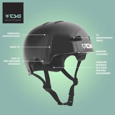 Шолом для скейтборду TSG Evolution, чорний сатиновий, L/XL