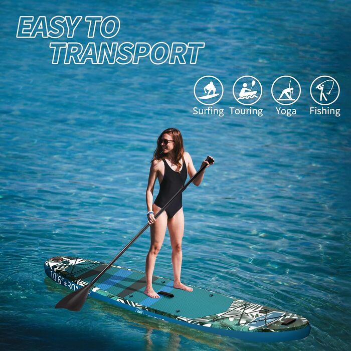 Надувна SUP-дошка HYSUM 10'x30''x6'' з аксесуарами: весло, плавці, ремінь, насос, рюкзак, ультралегка для початківців і професіоналів