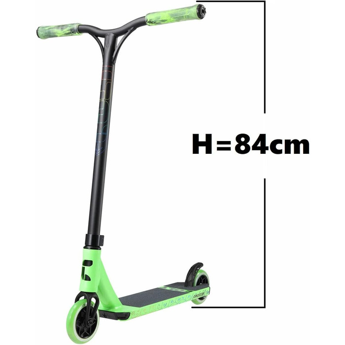 Тупий самокат Colt S5 Park Stunt Scooter H84 Trick Pedal Скутер 110мм колеса 3,74кг наклейка Fantic26 (зелена)