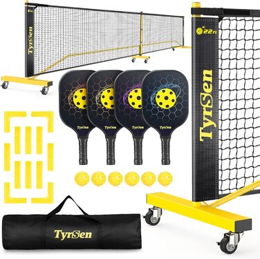 Набір сіток TYRSEN Pickleball 6,6 м, 4 весла, 6 м'ячів, сумка