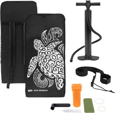 Надувна SUP-дошка ECD Germany Maona 308 см, PVC, алюмінієве весло, комплект, бірюзова/чорна/рожева/сіра/оливкова – для серфінгу, веслування, паддлборду