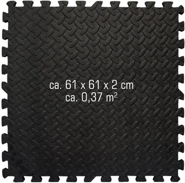 Професійний комплект фітнес-матів eyepower 4,8 м², товщина 2 см, 12 шт 63x63 см – захисний килимок для підлоги під тренажери, гантелі, бігову доріжку, велотренажер, орбітрек, гребний тренажер