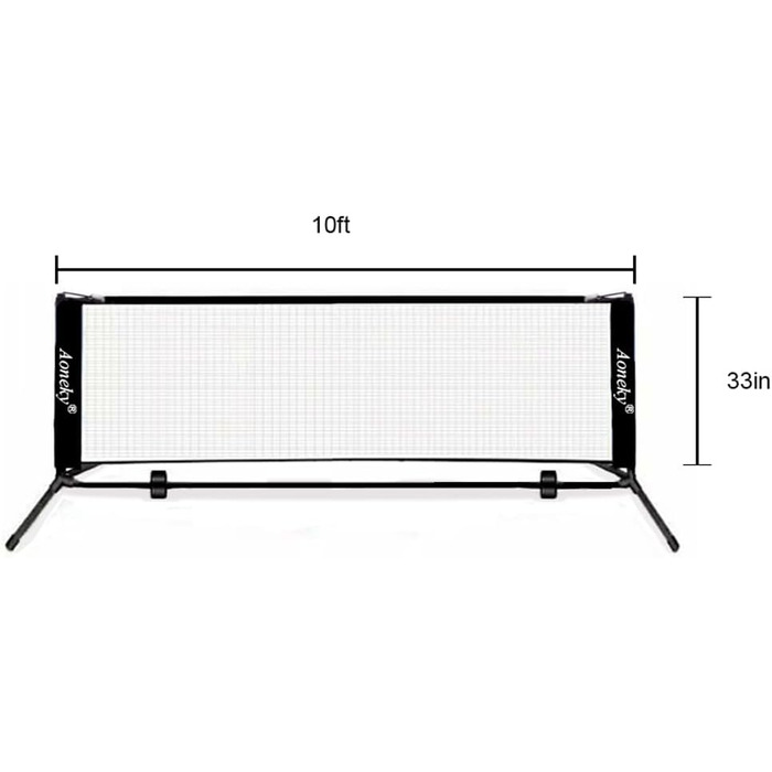 Тенісний комплект Aoneky 2M/3M/6M x83см, підставка та сітка Stark PE, портативна для піклболу (10 футів, чорний)