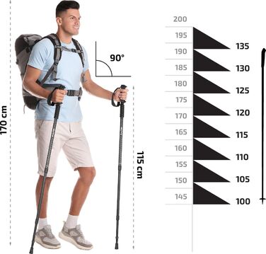 Туристичні палиці Outtec, скандинавські, телескопічні 65-135см, складні