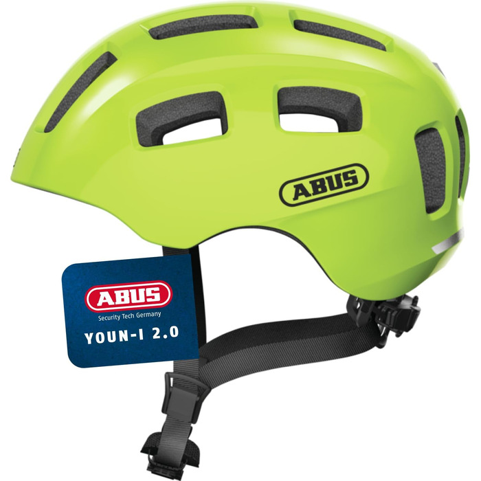 Велосипедний шолом ABUS Youn-I 2.0 з LED-світлом для дітей, підлітків та молоді, розмір M (52-57 см), жовтий (сигнальний)