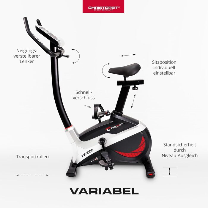 Велотренажер Christopeit Sport Ergometer AX 4000-24-Step, вага до 150 кг і зріст 195 см - магнітна гальмівна система 8 кг