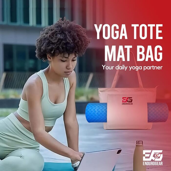 Для Yoga Essentials Довгий килимок для йоги Сумка-тоут з регульованим ремінцем Брезентовий тренувальний килимок з кишенею на блискавці для аксесуарів Чорно-сіра сумка-тоут, бежева