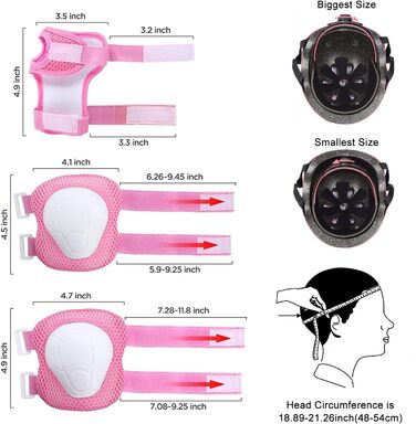 Комплект протекторів для скейтборду mopalwin з шоломом, захисне спорядження 7 шт. Діти з шоломом Хлопчики Дівчатка Налокітники Наручники Наколінники для скейтборду Велосипед Роликові ковзани Роликові ковзани Рожевий